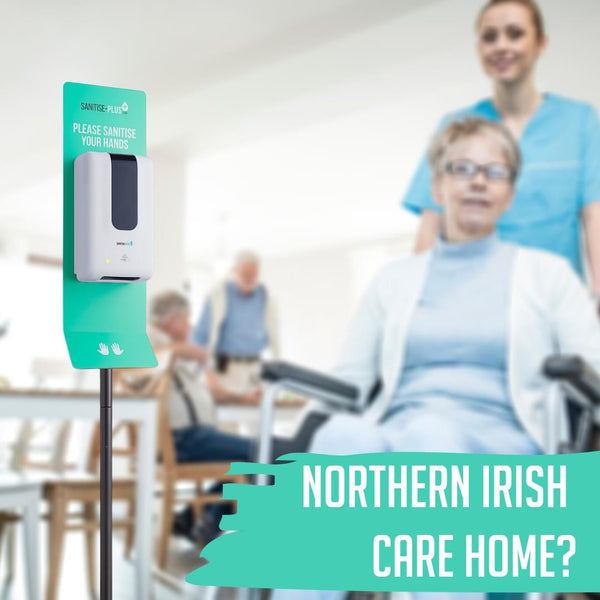 FREE FLOOR-STANDING SANITISING STATION FOR CARE HOMES